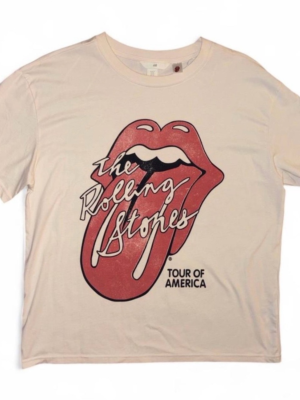 H&M Off-White Rolling Stones Tour Graphic Tee with Red Tongue